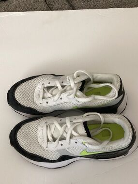Nike Kids White and Black Sneakers with Lime Accent